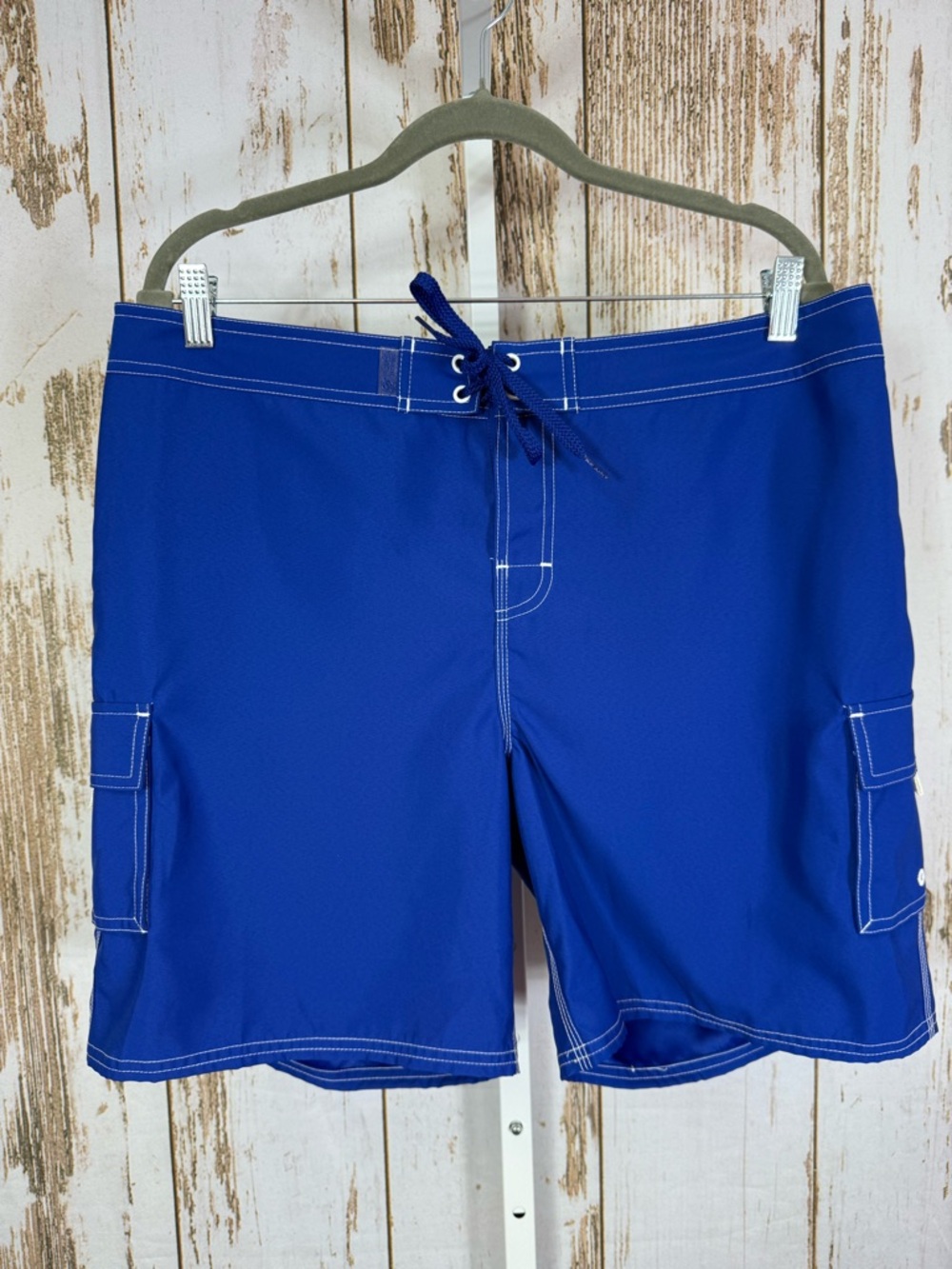 Beach Rays, Women's Royal Blue Board Shorts with Drawstring Waist. Size 16